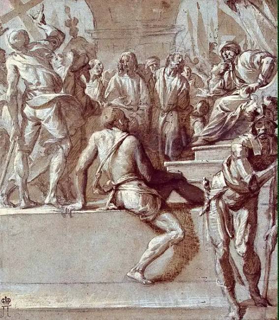 Pier Francesco Mazzucchelli, „Pilátus bemutatja a népnek Jézus Krisztust és Barabást”.