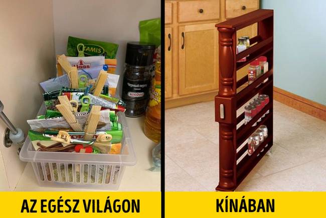 A kínai konyháknak általában keskeny, többszintes fiókjai vannak