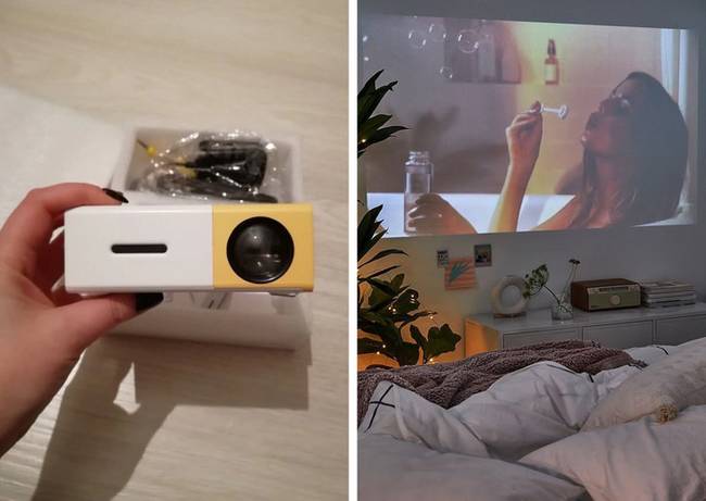 Mini-kivetítő, aminek a segítségével bárhol kedvünkre mozizhatunk.