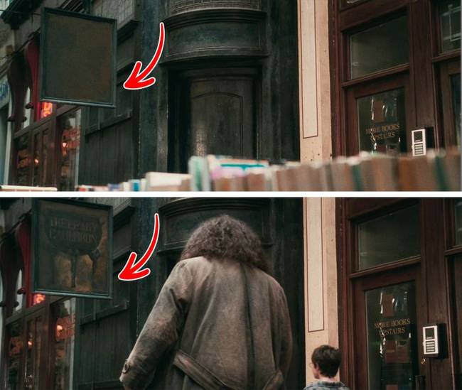 Amikor Hagrid először viszi Harryt a Foltozott Üsthöz, a táblája csak akkor válik olvashatóvá, ha varázslók vannak a közelében, ügyelve arra, hogy rejtve maradjon a muglik előtt.