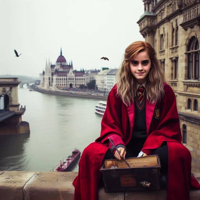 Hermione Granger amint itt a piros hol a pirost jatszik Budapesten