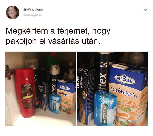 Férj elpakol vásárlás után