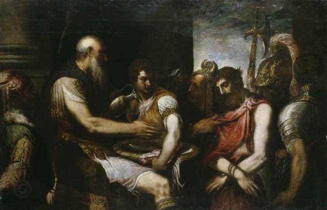 Andrea Schiavone, „Krisztus Pilátus előtt”.