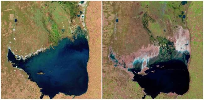Mar Chiquita-tó, Argentína - 1998 és 2011.