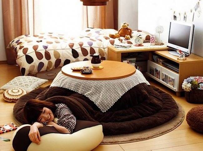 Kotatsu: asztal és ágy egyben.