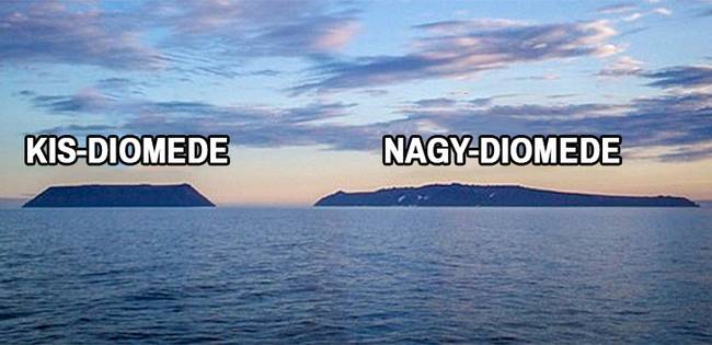 A Diomede-szigetcsoport két szigete kevesebb mint 4 kilométerre van egymástól, mégis 21 óra az időeltolódás a két sziget között.