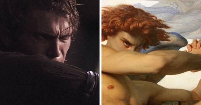 A George Lucas-féle Sithek bosszúja (2005) ikonikus jelenetéhez Alexandre Cabanel Bukott angyal (1847) című festményéből merítettek inspirációt.
