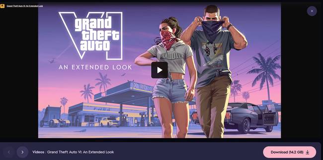 A GTA 6 26 perces Extended Look bemutatója 14,2 GB-os fájlként is letölthető