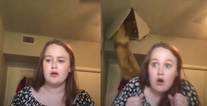 A lány éneklős TikTok videót forgatott, amikor valaki beszakadt a plafonon