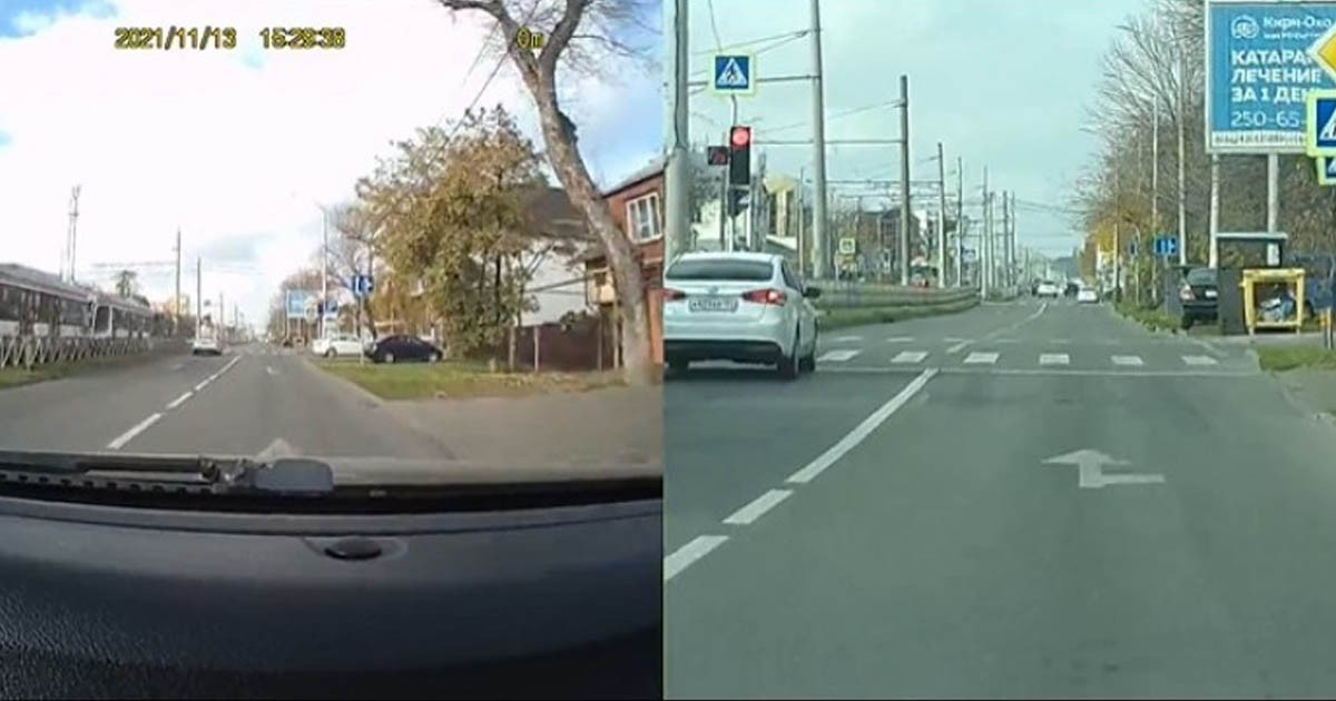 Ez a sofőr annyira sietett, hogy szó szerint átrepült a kereszteződésen