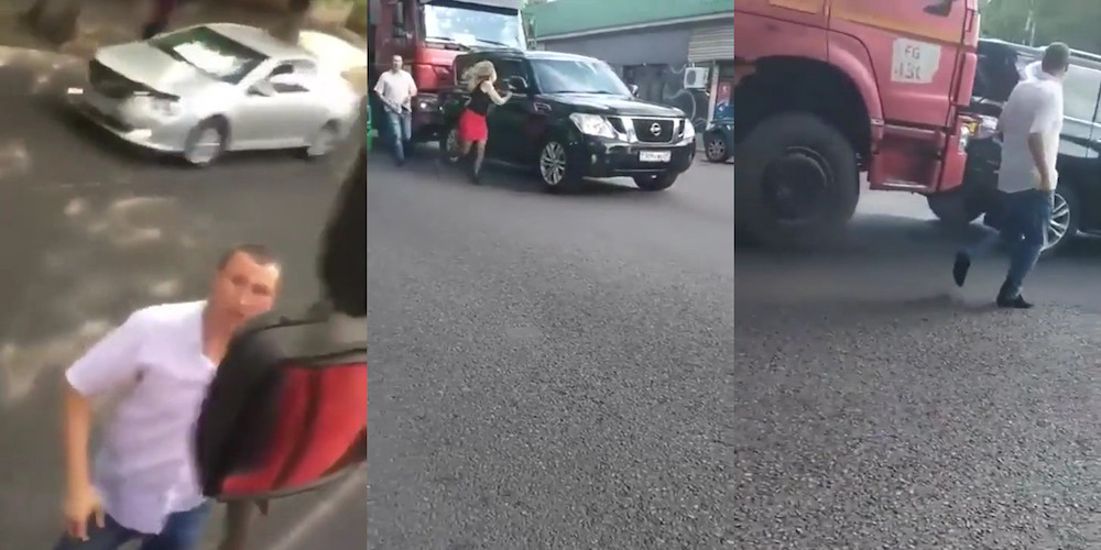 Ez a tanulságos videó jól mutatja, hogy miért nem tanácsos makacsul elállni egy teherautós útját