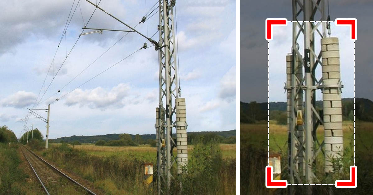Miért függenek beton súlyok a vasúti oszlopok mentén?