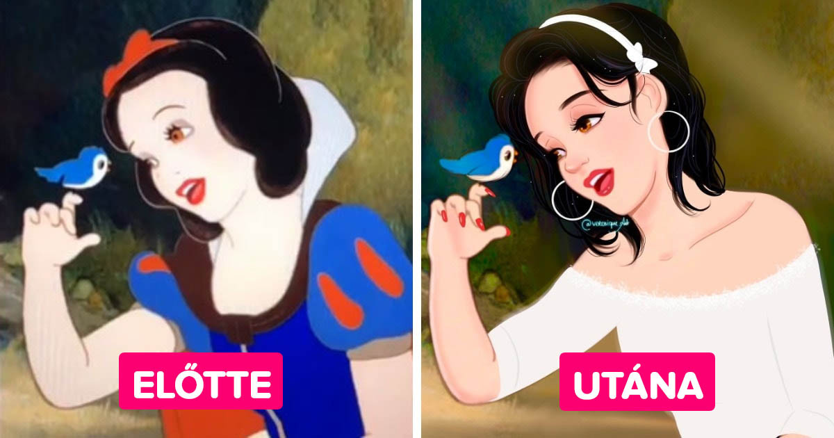 A művész a Disney hősnőit modern lányokká varázsolta, követve az éppen aktuális szépségtrendeket