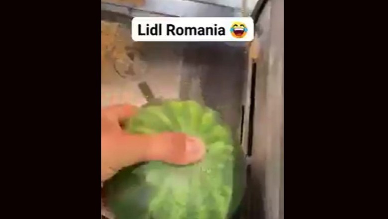 A romániai Lidlben valaki nagyon fel akart szeletelni egy görögdinnyét