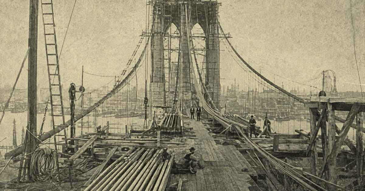 Hogyan épült a Brooklyn híd, és miért nem tudtak a munkások járni a műszakjuk után?