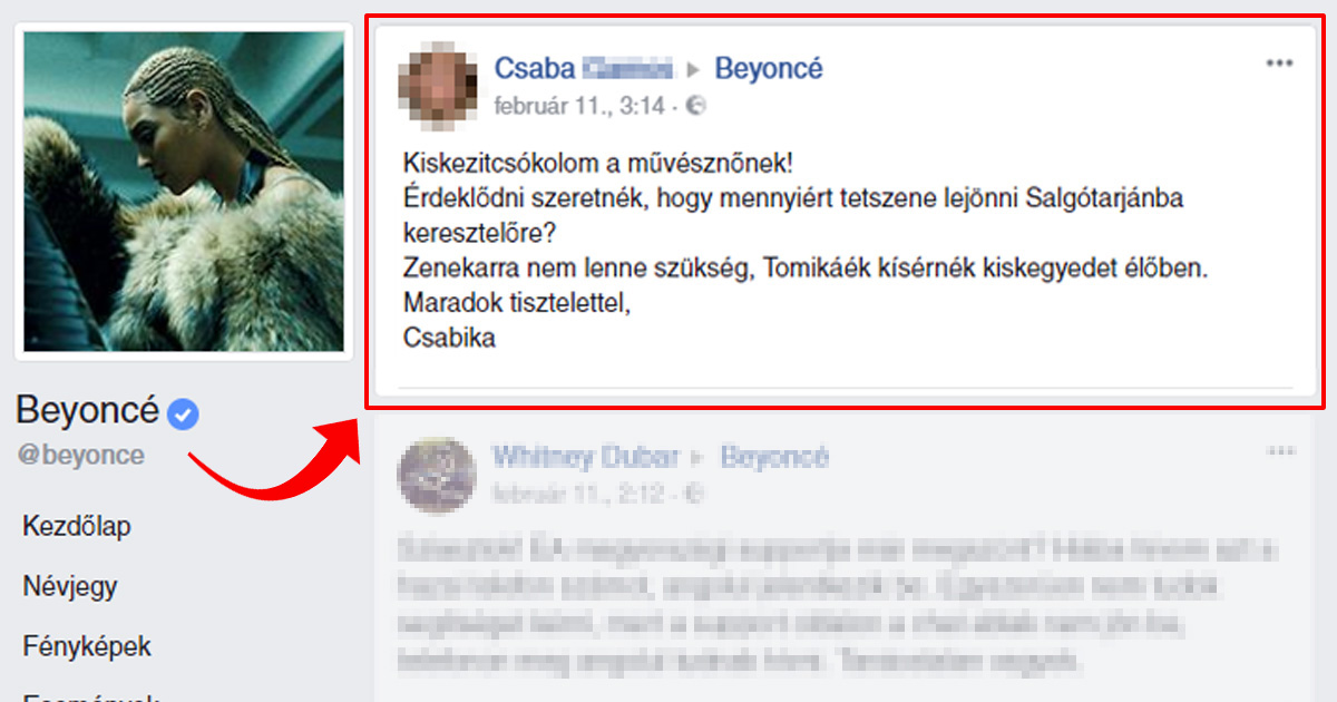Beyoncé meghívás Facebook