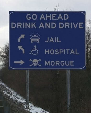 drink and drive road sign