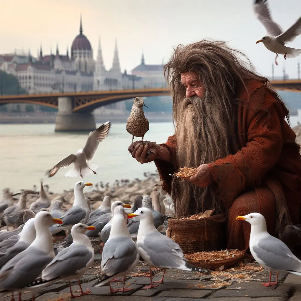 Rubeus Hagrid siralyt etet a Duna parton Budapesten