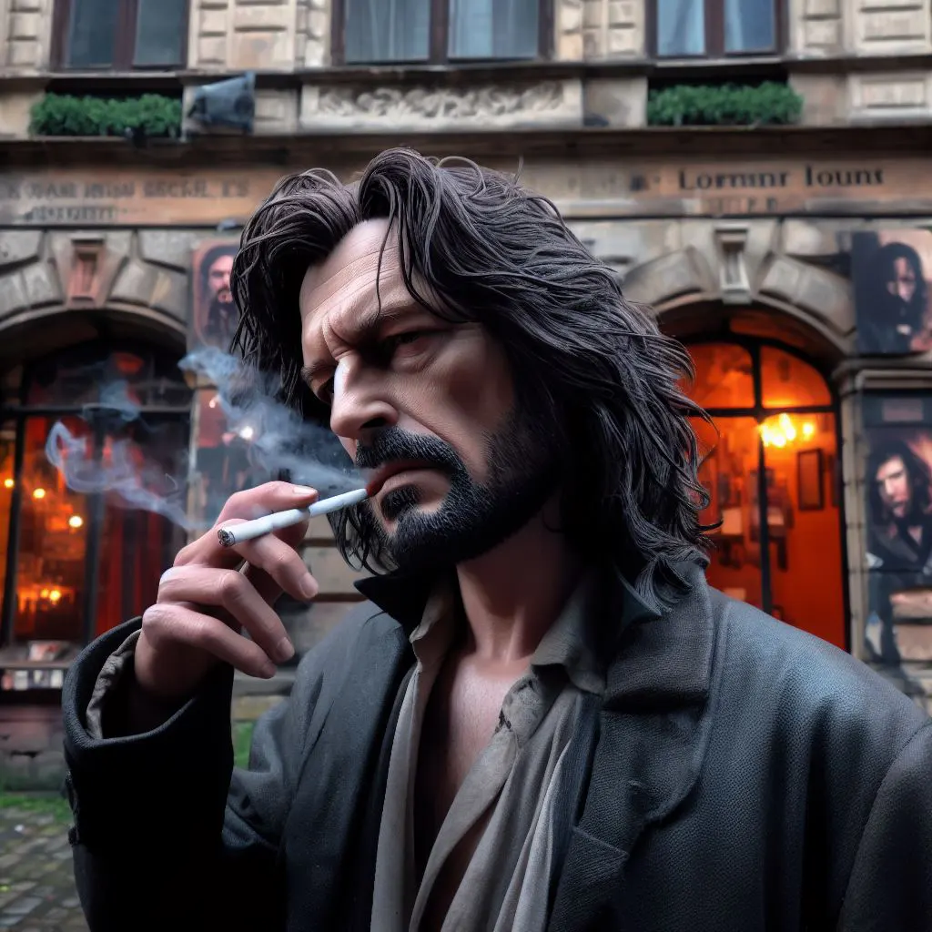 Sirius Black egy budapesti romkocsma elott cigarettazik elethu stilusban mintha film lenne