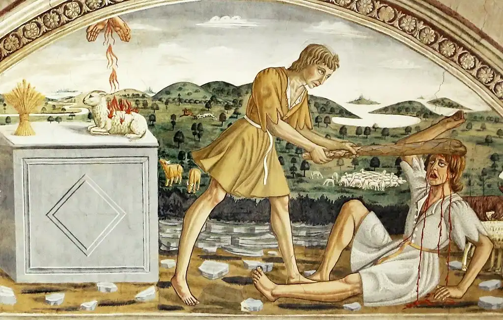 Hogyan, mivel és miért ölte meg Káin Ábelt? Ábel, Ádám és Éva, áldozat, Biblia, bűnbeesés, Édenkert, eredendő bűn, féltékenység, festészet, galéria, gyilkosság eszköze, irigység, Isten, Káin, kereszténység, ószövetségi történet, szamár állkapcsa, Teremtés könyve, testvérgyilkosság, vallás