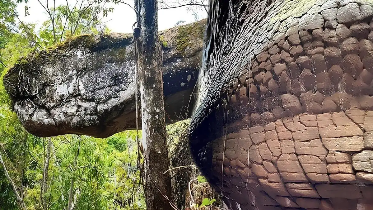 Egy sziklaképződmény, ami úgy néz ki, mint egy kővé dermedt gigantikus óriáskígyó barlang, felfedezés, kígyó, legenda, mitológia, rejtély, szikla, természet, Thaiföld, turizmus