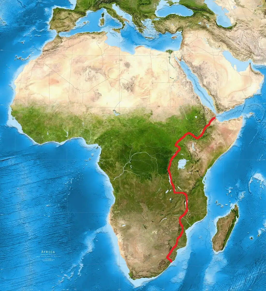 Afrika négyszer gyorsabban szakad szét, mint azt a tudósok gondolták. Ezt a folyamatot már nem lehet megállítani afrika, földtan, jövő, kontinens, Kőzetlemez, Riftvölgy, Szétválás, sziget, tektonika, vulkán
