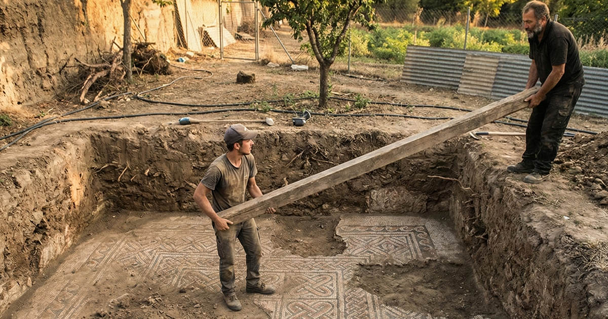 A palánták nem eresztettek gyökeret, és a gazda úgy döntött, kideríti, miért. Megdöbbent, amikor egy ősi mozaikot pillantott meg a kiásott gödör alján