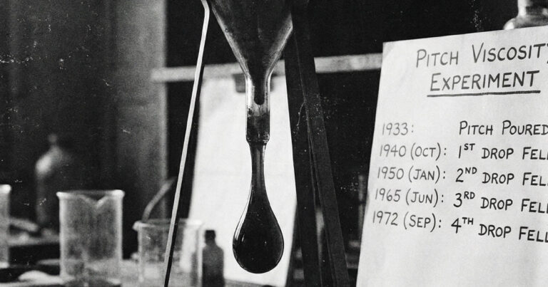 A leghosszabb kísérlet: Miért várnak a tudósok 99 évet, hogy egy csepp bitumen lehulljon?