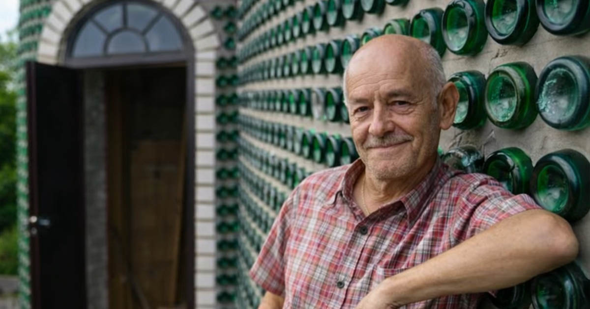 Egy ukrán férfinak nyolcezer pezsgősüveg és 20 év kellett az életéből hozzá, hogy saját kezűleg megépítse álmai otthonát