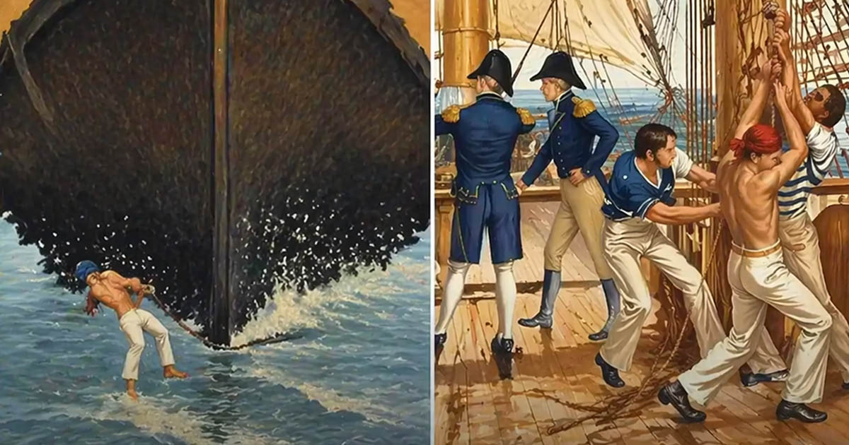 Keelhauling: a hajózás történetének legszörnyűbb büntetése. Miért sújtották a bűnösöket ilyen büntetéssel?